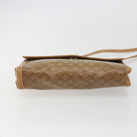 CELINE Macadam Shoulder Bag PVC Leather Beige Gold Auth bs35806