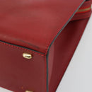 CELINE Hand Bag Leather Red Gold Auth bs35808-9