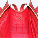 CELINE Hand Bag Leather Red Gold Auth bs35808-20