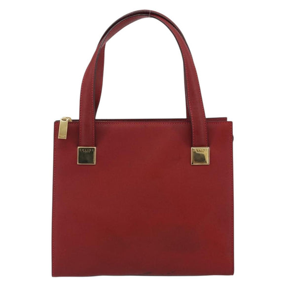 CELINE Hand Bag Leather Red Gold Auth bs35808