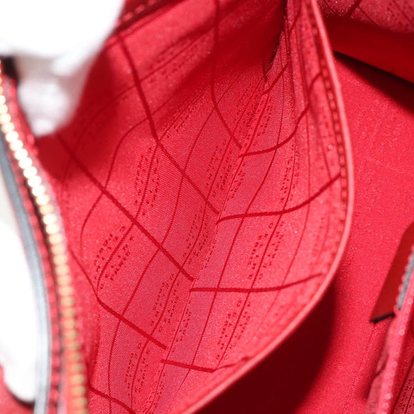 CELINE Hand Bag Leather Red Gold Auth bs35808