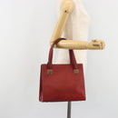 CELINE Hand Bag Leather Red Gold Auth bs35808-25