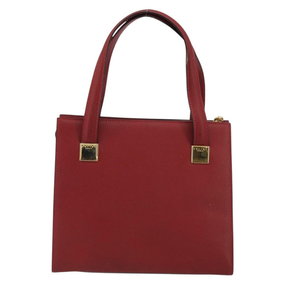 CELINE Hand Bag Leather Red Gold Auth bs35808