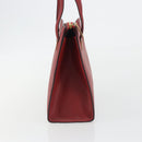 CELINE Hand Bag Leather Red Gold Auth bs35808-4