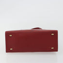 CELINE Hand Bag Leather Red Gold Auth bs35808-5