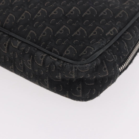 Christian Dior Pouch Trotter Canvas Black Silver Auth bs35809