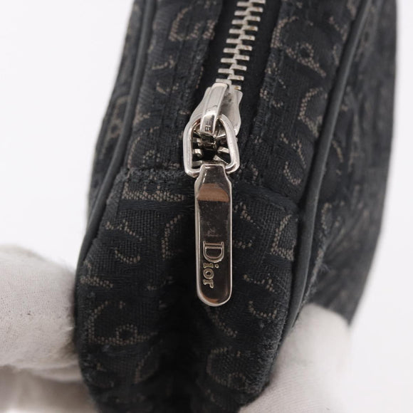 Christian Dior Pouch Trotter Canvas Black Silver Auth bs35809