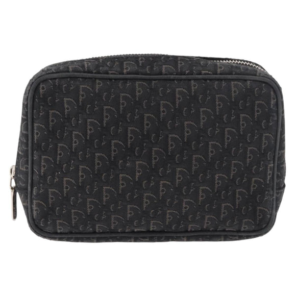 Christian Dior Pouch Trotter Canvas Black Silver Auth bs35809