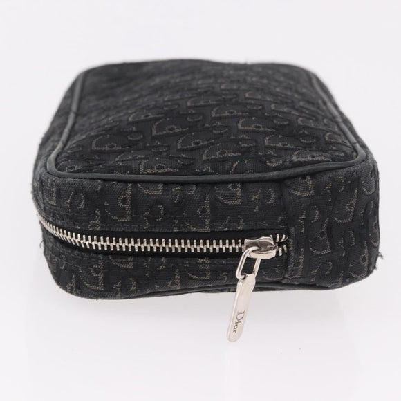 Christian Dior Pouch Trotter Canvas Black Silver Auth bs35809