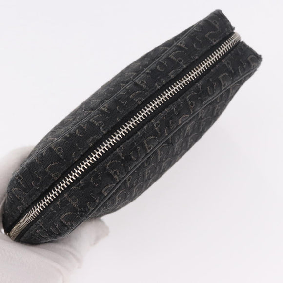 Christian Dior Pouch Trotter Canvas Black Silver Auth bs35809