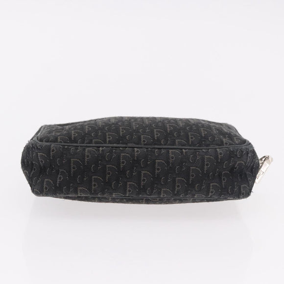 Christian Dior Pouch Trotter Canvas Black Silver Auth bs35809