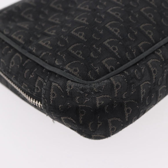 Christian Dior Pouch Trotter Canvas Black Silver Auth bs35809