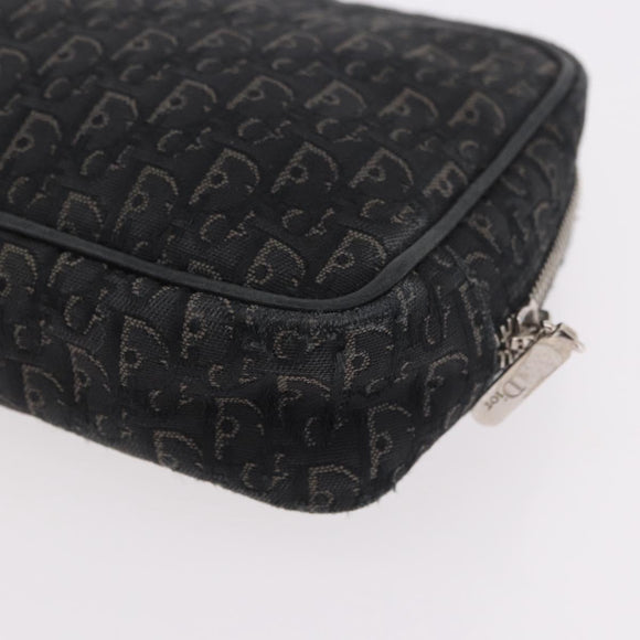 Christian Dior Pouch Trotter Canvas Black Silver Auth bs35809
