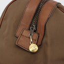 CELINE Boston Bag Canvas Khaki Gold Auth bs35810-15