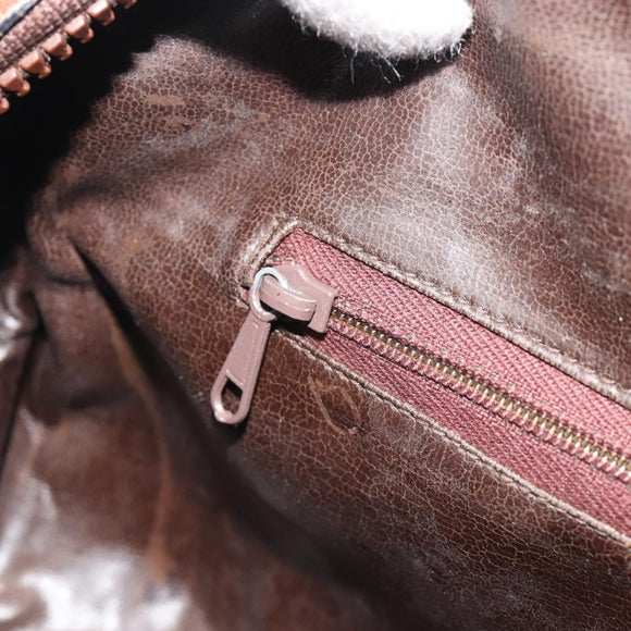 CELINE Boston Bag Canvas Khaki Gold Auth bs35810