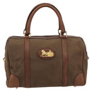 CELINE Boston Bag Canvas Khaki Gold Auth bs35810-2
