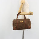 CELINE Boston Bag Canvas Khaki Gold Auth bs35810-21