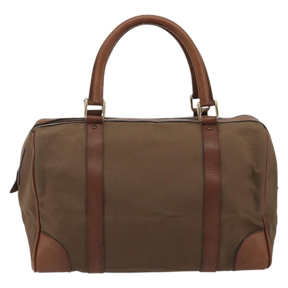 CELINE Boston Bag Canvas Khaki Gold Auth bs35810