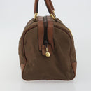 CELINE Boston Bag Canvas Khaki Gold Auth bs35810-4