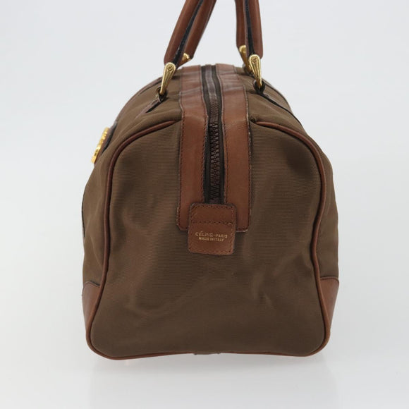 CELINE Boston Bag Canvas Khaki Gold Auth bs35810