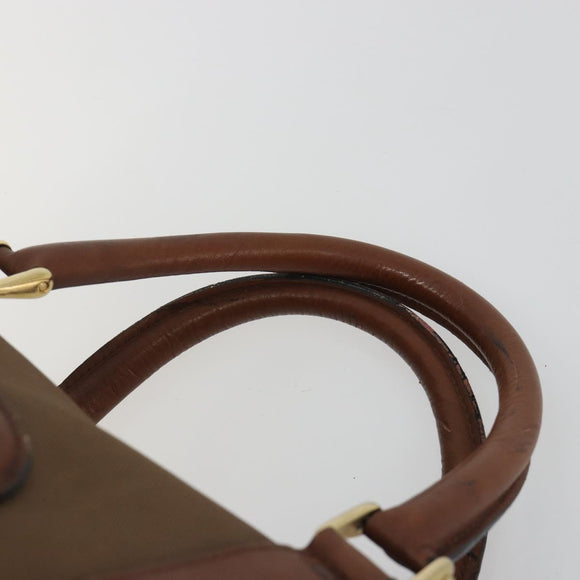 CELINE Boston Bag Canvas Khaki Gold Auth bs35810