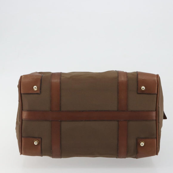 CELINE Boston Bag Canvas Khaki Gold Auth bs35810