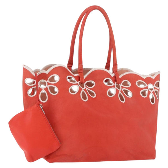 CELINE Tote Bag Leather Orange Auth bs35811A