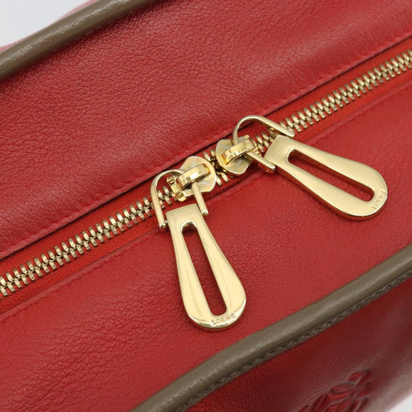 LOEWE Amazona 36 Hand Bag Leather Red Gold Auth bs35812