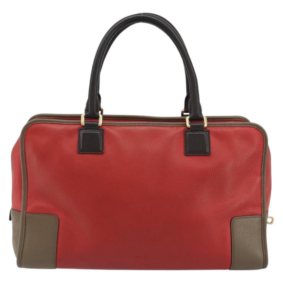 LOEWE Amazona 36 Hand Bag Leather Red Gold Auth bs35812