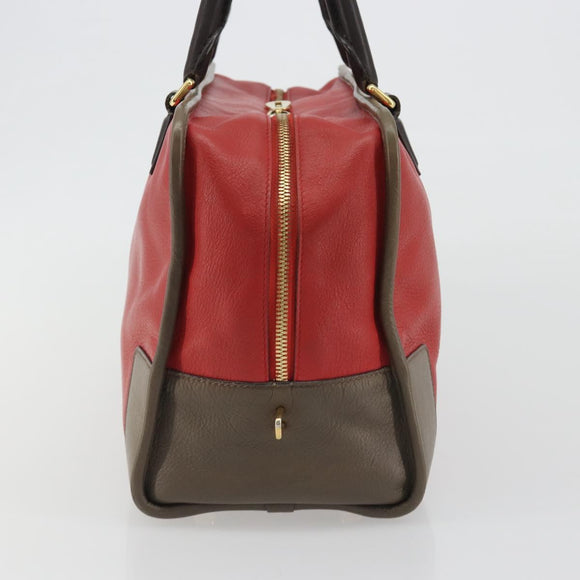 LOEWE Amazona 36 Hand Bag Leather Red Gold Auth bs35812