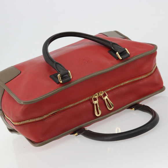LOEWE Amazona 36 Hand Bag Leather Red Gold Auth bs35812