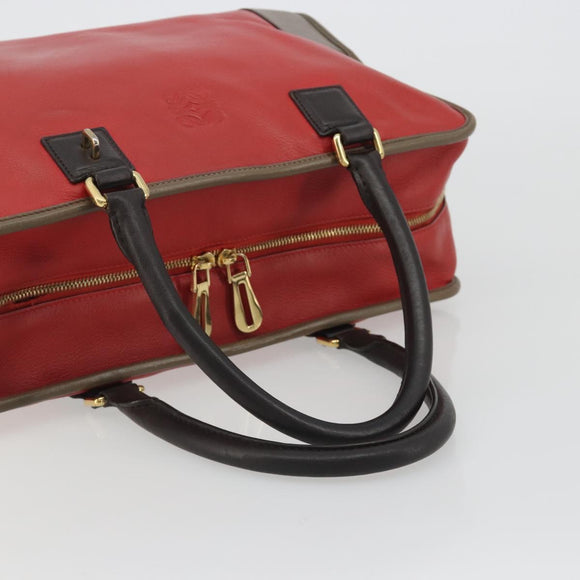 LOEWE Amazona 36 Hand Bag Leather Red Gold Auth bs35812