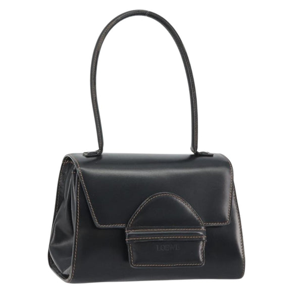 LOEWE Hand Bag Leather Black Auth bs35813A