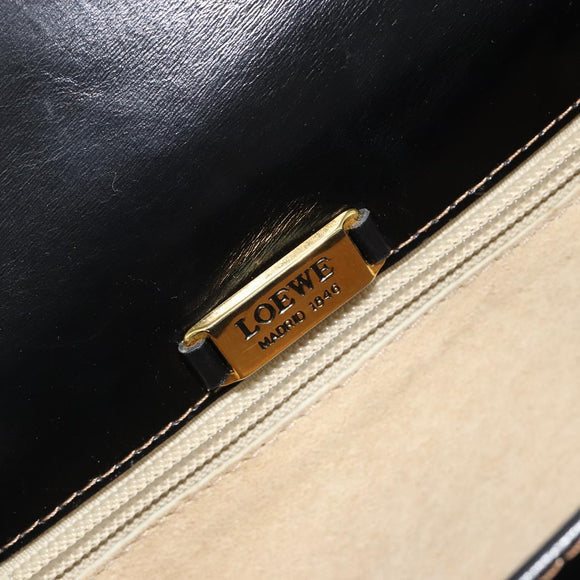 LOEWE Hand Bag Leather Black Auth bs35813A