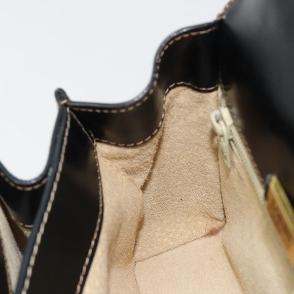 LOEWE Hand Bag Leather Black Auth bs35813A