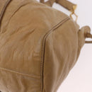 Miu Miu Hand Bag Leather 2way Beige Gold Auth bs35814-17