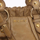 Miu Miu Hand Bag Leather 2way Beige Gold Auth bs35814-18