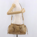 Miu Miu Hand Bag Leather 2way Beige Gold Auth bs35814-24