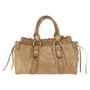 Miu Miu Hand Bag Leather 2way Beige Gold Auth bs35814-2