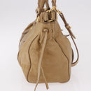 Miu Miu Hand Bag Leather 2way Beige Gold Auth bs35814-4