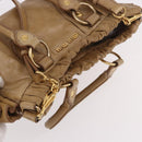 Miu Miu Hand Bag Leather 2way Beige Gold Auth bs35814-6