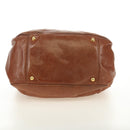 Miu Miu Side Ribbon Hand Bag Leather 2way Brown Gold Auth bs35815V-5