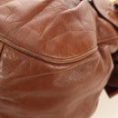 Miu Miu Side Ribbon Hand Bag Leather 2way Brown Gold Auth bs35815V-16