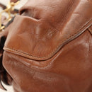 Miu Miu Side Ribbon Hand Bag Leather 2way Brown Gold Auth bs35815V-17