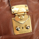 Miu Miu Side Ribbon Hand Bag Leather 2way Brown Gold Auth bs35815V-19