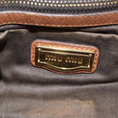 Miu Miu Side Ribbon Hand Bag Leather 2way Brown Gold Auth bs35815V-21