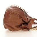 Miu Miu Side Ribbon Hand Bag Leather 2way Brown Gold Auth bs35815V-4