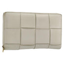 BOTTEGA VENETA MAXI INTRECCIATO Long Wallet Leather White Gold Auth bs35818-1