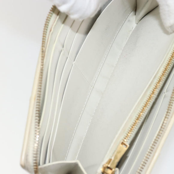 BOTTEGA VENETA MAXI INTRECCIATO Long Wallet Leather White Gold Auth bs35818