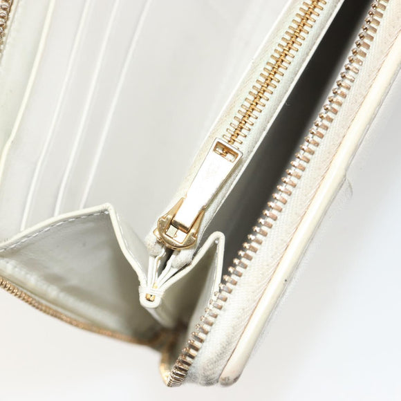 BOTTEGA VENETA MAXI INTRECCIATO Long Wallet Leather White Gold Auth bs35818